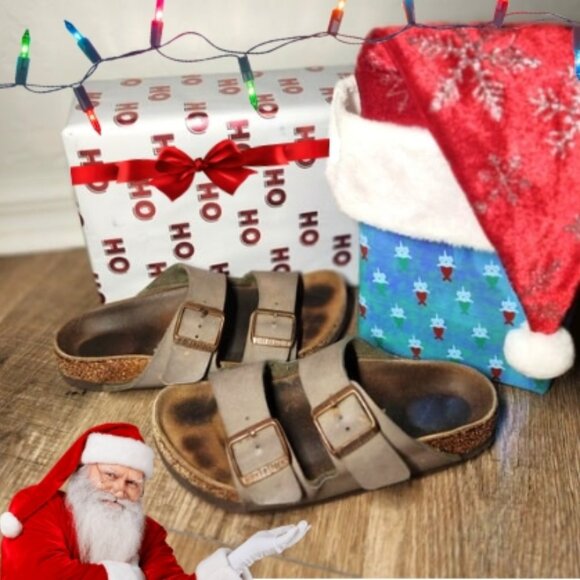 😌☮️Birkenstock Arizona Sandals Taupe Suede W7.5 - Picture 4 of 4